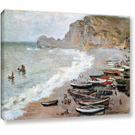 Claude Monet "Cliffside Boats" Wrapped Canvas