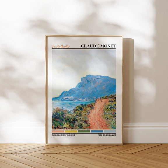 Claude Monet Corniche Monaco Color Palette Lake Wall Art Unframed Paper Print