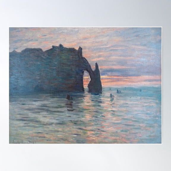 Claude Monet - Etretat, Cliff Of D'Aval, Sunset Poster Wall Art, Modern Wall Decor For Living Room Bedroom, 16x24 UNFRAMED