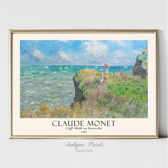 Claude Monet Horizontal Coastal, Monet, Summer Monet Wall Art, Impressionism Art, Monet Exhibition Poster,, Stretched Canvas Size 8x12