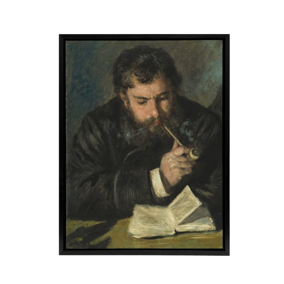 Claude Monet Portrait Renoir Vintage Black Framed Canvas Wall Art 12X16"