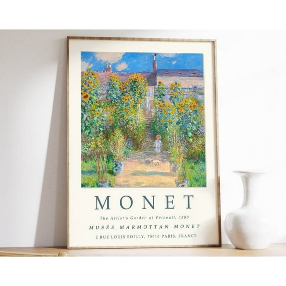 Claude Monet Poster, The Artists Garden At Vetheuil, Monet Print, Vintage French Home Decor, Floral Print, Floral Decor, Gift Wall Art, Modern Wall Decor, 12x18 UNFRAMED