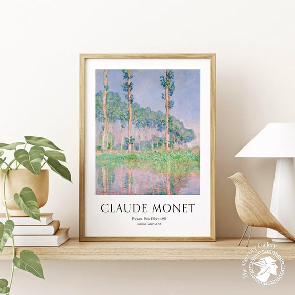 Claude Monet Poster, Poplars Pink Effect Art Print, Vintage French Fine Art Wall Decoration UNFRAMED Poster, Wall Art for Decor, Present, 12x18