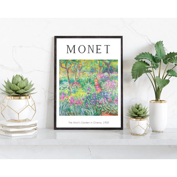 Claude Monet Poster, The Artists Garden, Monet Poster, Vintage French Home Decor, Floral Poster, Floral Decor, Stretched Canvas Size 8x12