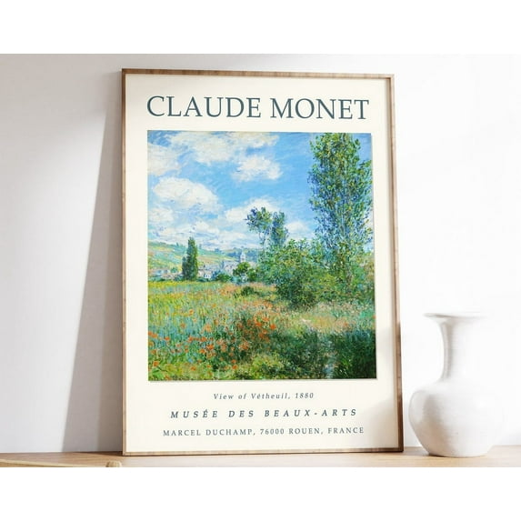 Claude Monet Poster, View Of Vetheuil, Monet Print, Vintage French Home Decor, Floral Print, Floral Decor, Gift Wall Art, Modern Wall Decor, 24x36 UNFRAMED
