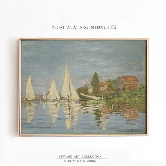 Claude Monet Print Poster, Impressionist Art, Nautical Wall Art Poster, Sailboats Print Poster, Monet Lake Scene, Coastal Decor, Unframed Poster Size 8x12 F03.1.19l343