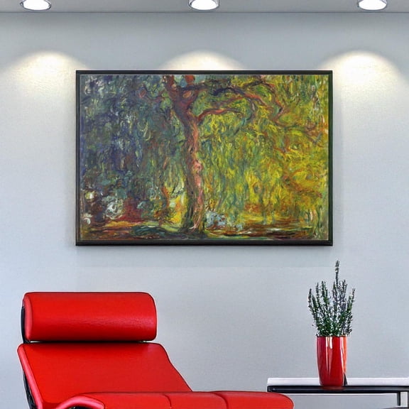 Claude Monet Print Weeping Willow Wall Art Impressionist Nature Poster French Decor, Unframed Paper Poster 8x10in