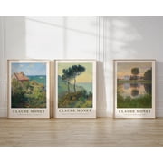 Claude Monet Prints Monet vintage Poster Monet Paintings Vintage Impressionist Artwork Famous Painting Decor Farmhouse decor Set 3