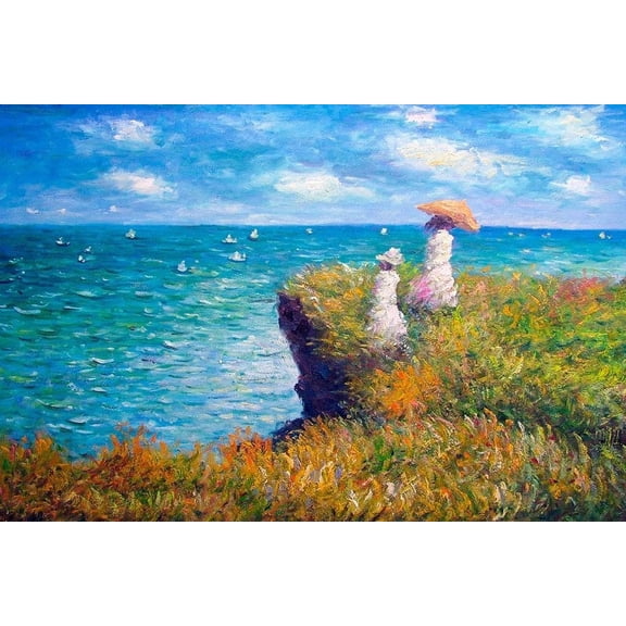 Claude Monet The Promenade On The Cliff Impressionist Art Posters Claude Monet Prints Nature Landscape Painting Claude Monet Wall Art French Wall Decor Cool Wall Art Print Poster