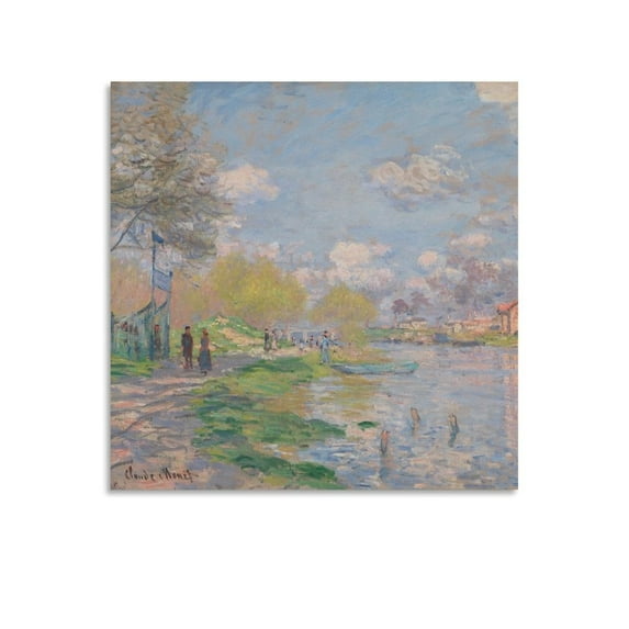 Claude Monet Spring By The Seine Posters Wall Art Poster Gifts Bedroom Prints Home Decor Hanging Picture Canvas Painting Posters 12x12inch(30x30cm)