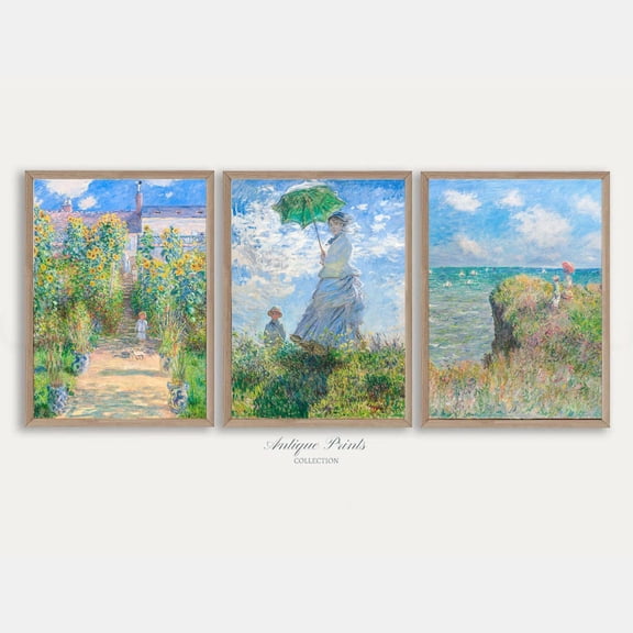 Claude Monet Spring Floral Vintage Impressionist Summer Wall Art Home Decor Office Wall Art Set 3