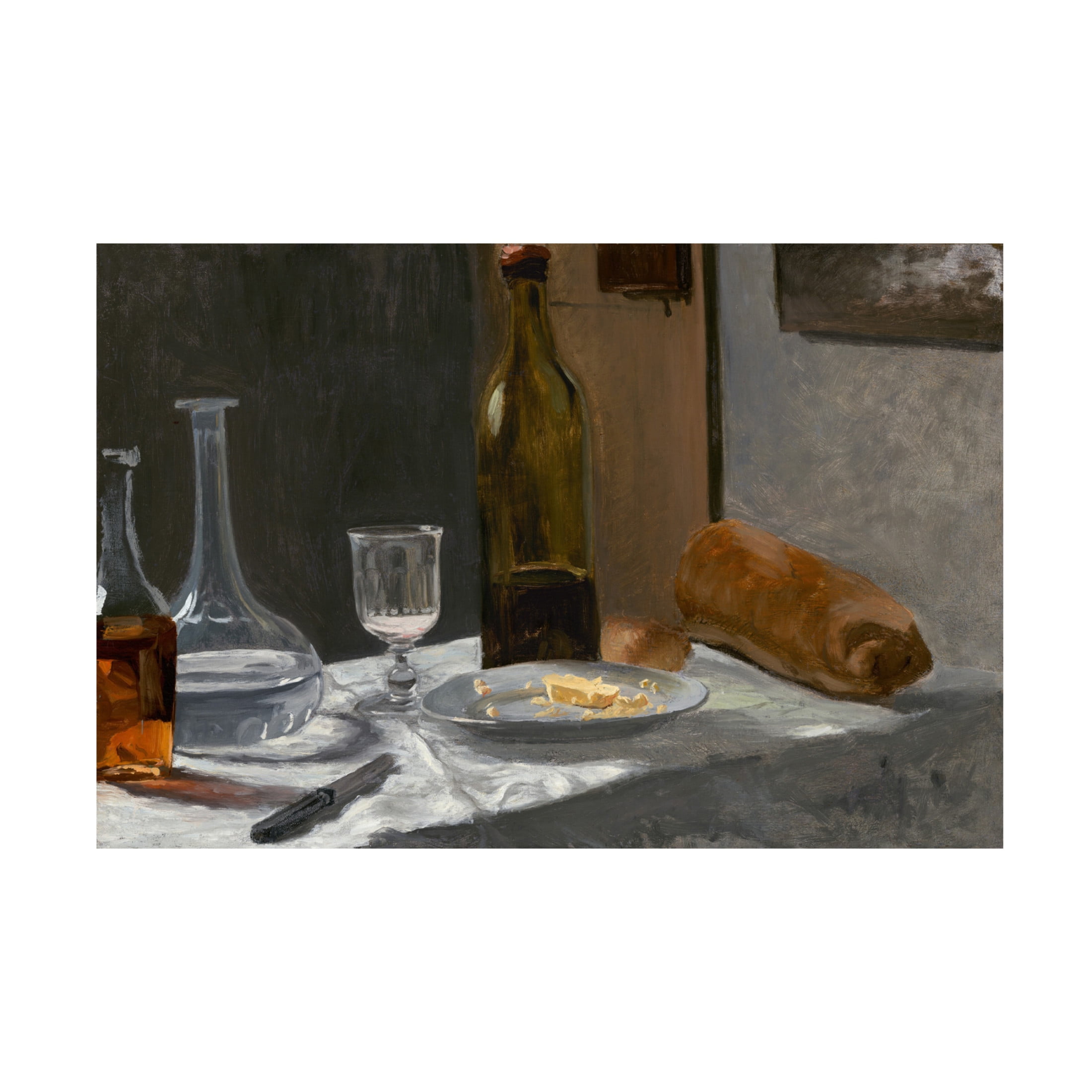 Claude Monet 'Still Life with Bottle, Carafe, Bread and Wine, c. 1862-63' Canvas Art - 24 x 16 Inches