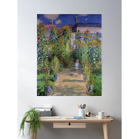 Claude Monet - The Artist'S Garden At Vã©Theuil Poster Wall Art, Modern Wall Decor For Living Room Bedroom, 8x12 UNFRAMED