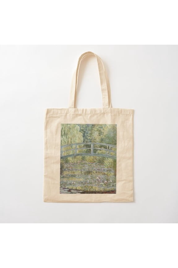 Claude Monet - The Japanese Bridge (The Water-Lily Pond), 1899 Cotton Tote Bag Canvas Tote Bag, Family Gift For Mother, Her