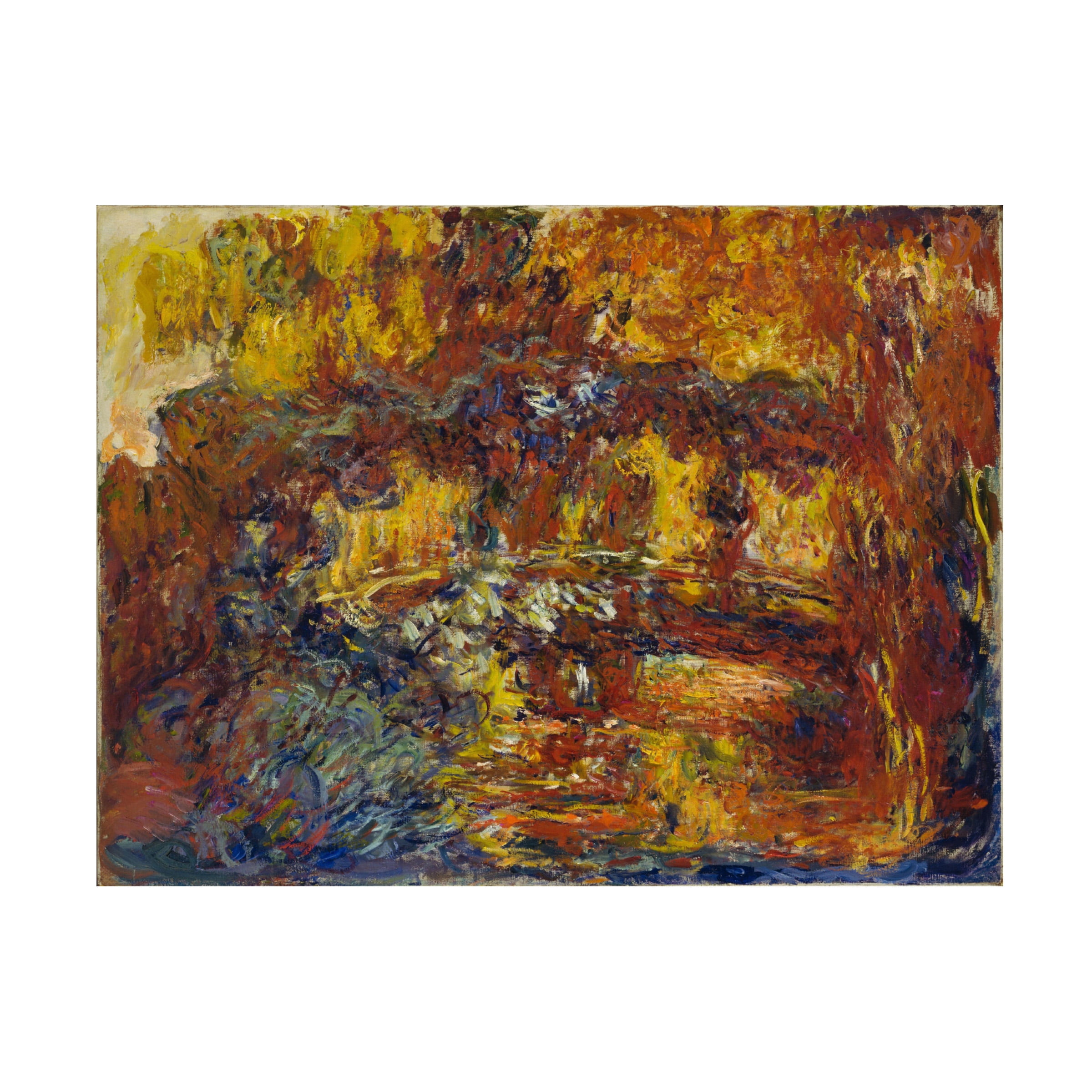 Claude Monet Japanese Footbridge Abstract Canvas Art in Warm Tones