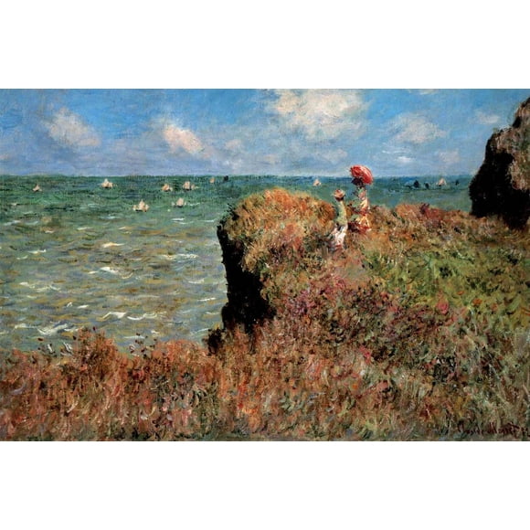 Claude Monet The Promenade On The Cliff II French Impressionist Painter Cool Wall Art Print Poster 24x16