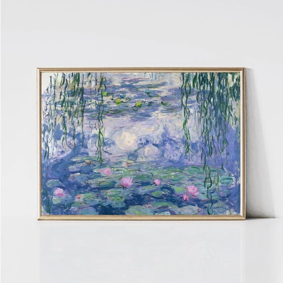 Claude Monet Water Lilies Blue Print, Unframed Paper Poster 8x10in