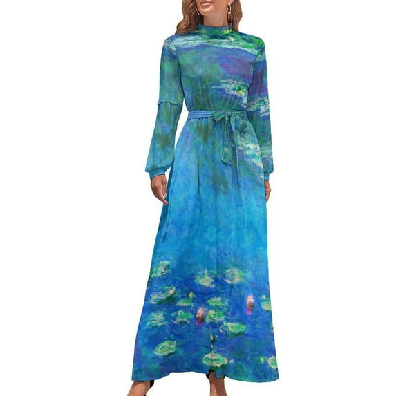 Claude Monet Water Lilies Color-Enhanced Long Dress cocktail dresses beach dresses long dresses for women evening dress women