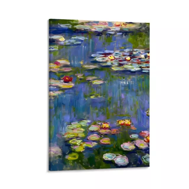 Claude Monet Water Lilies Trivet - 8x8 Inch Ceramic Tile Trivet With Wood Frame, Brown
