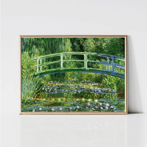 Claude Monet Water Lilies Japanese Bridge Print, Unframed Paper Poster 8x10in
