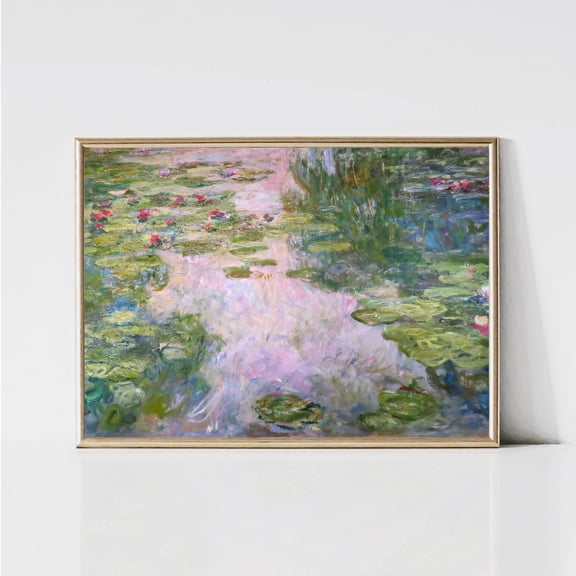 Claude Monet Water Lilies Pink Print, Unframed Paper Poster 8x10in