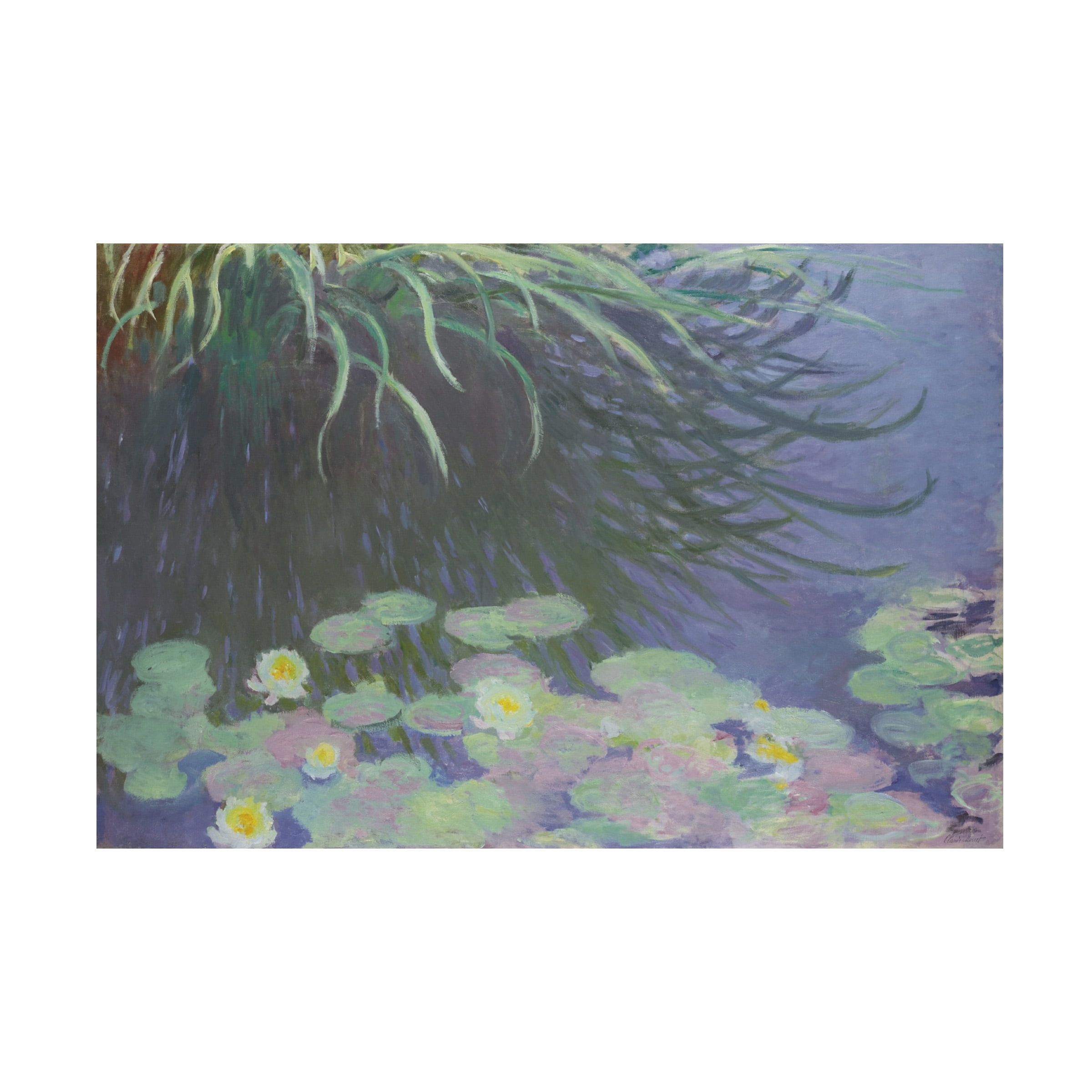 Claude Monet 'Water Lilies With Reflections Of Tall Grass' Canvas Art