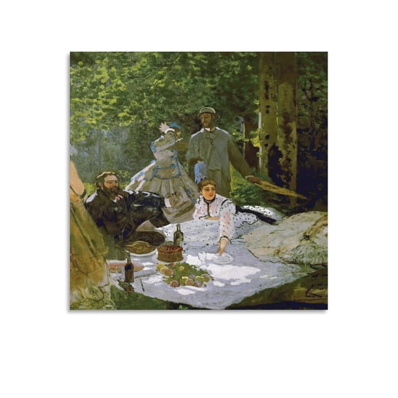 Claude Monet Waterlelies Artwork Landscape Pictures Le Déjeuner Sur L'herbe Poster Print Posters Wall Art Painting Canvas Gift Living Room Prints Bedroom Decor Poster Artworks 20x20inch(50x50cm)