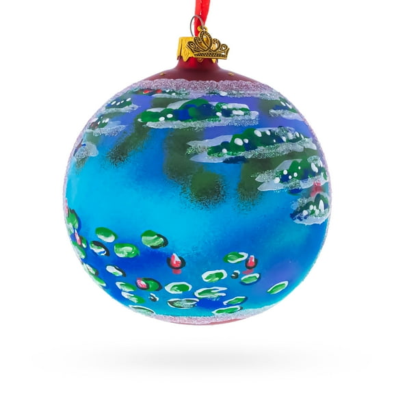 Claude Monet's 1907 'Water Lilies' Masterpiece Glass Ball Ornament 4 Inches