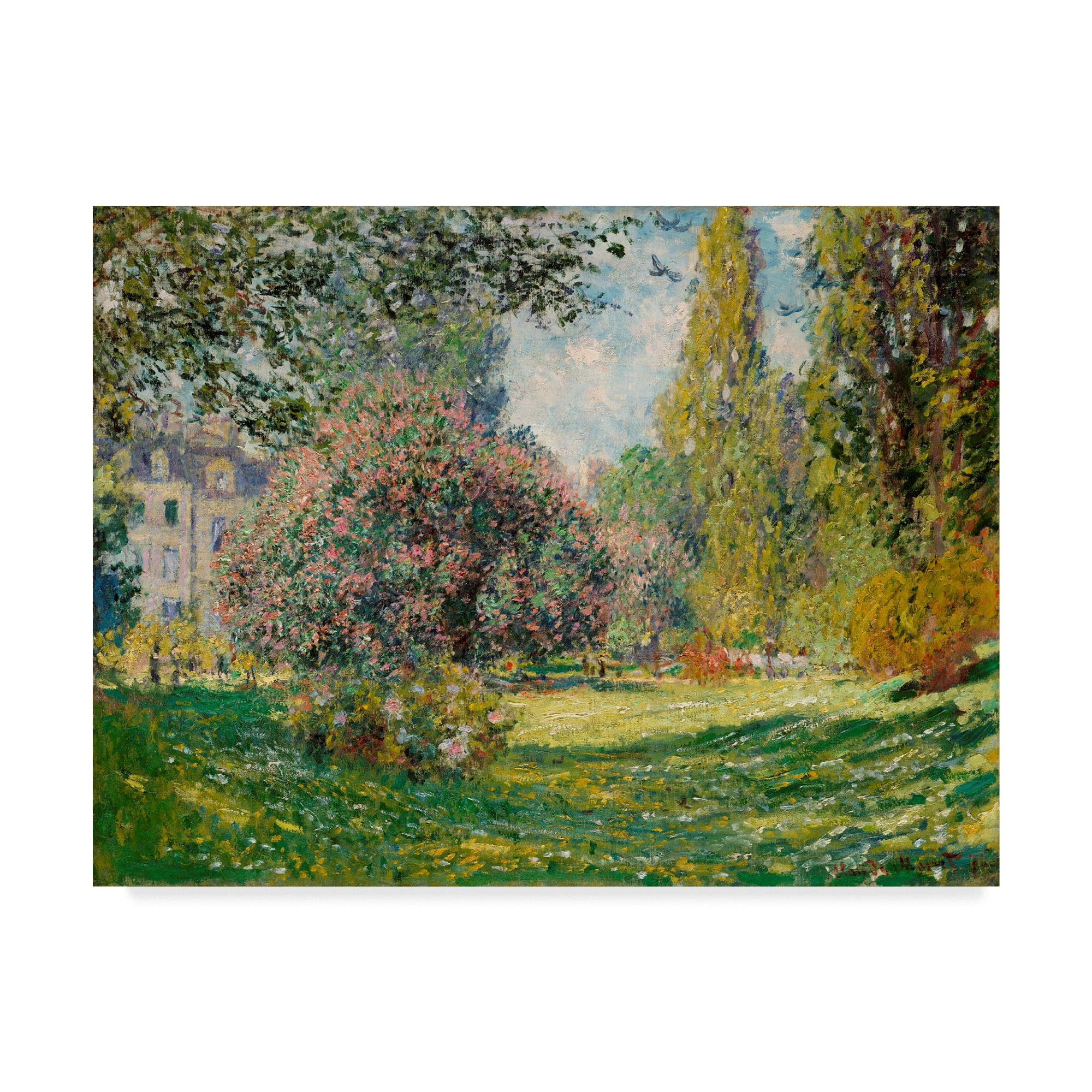 Claude O. Monet Green Floral Landscape Wrapped Canvas Art, 35'' x 47''