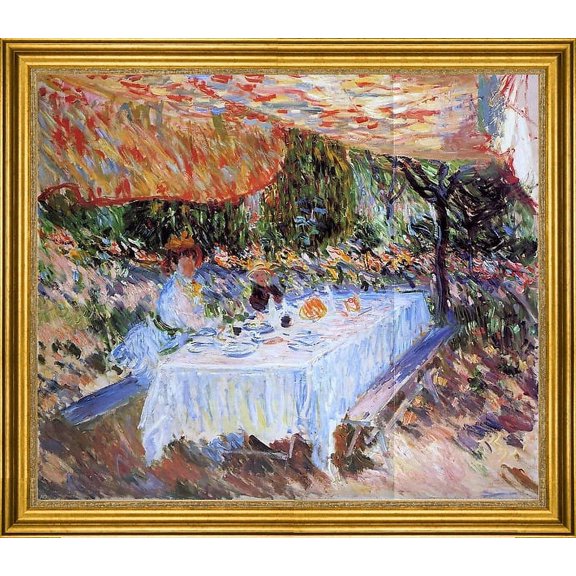 Claude Oscar Monet Luncheon under the Canopy - 16" x 20" Framed Premium Canvas Print