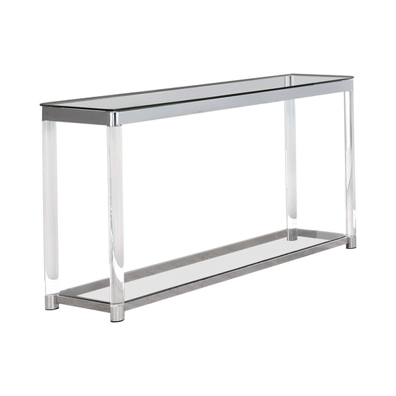 Claude Sofa Table with Lower Shelf Chrome and Clear