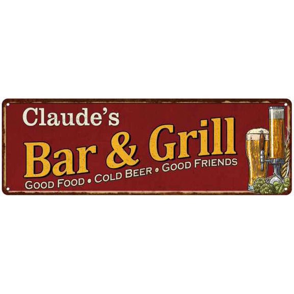 Claude's Bar and Grill Red Man Cave Decor 8x24 Sign 108240054261