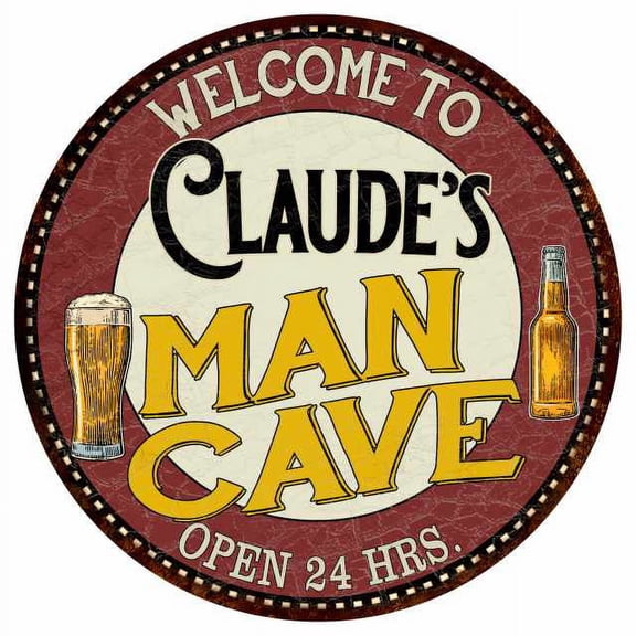 Claude's Man Cave 14" Round Metal Sign Kitchen Bar Wall Dcor 100140035257