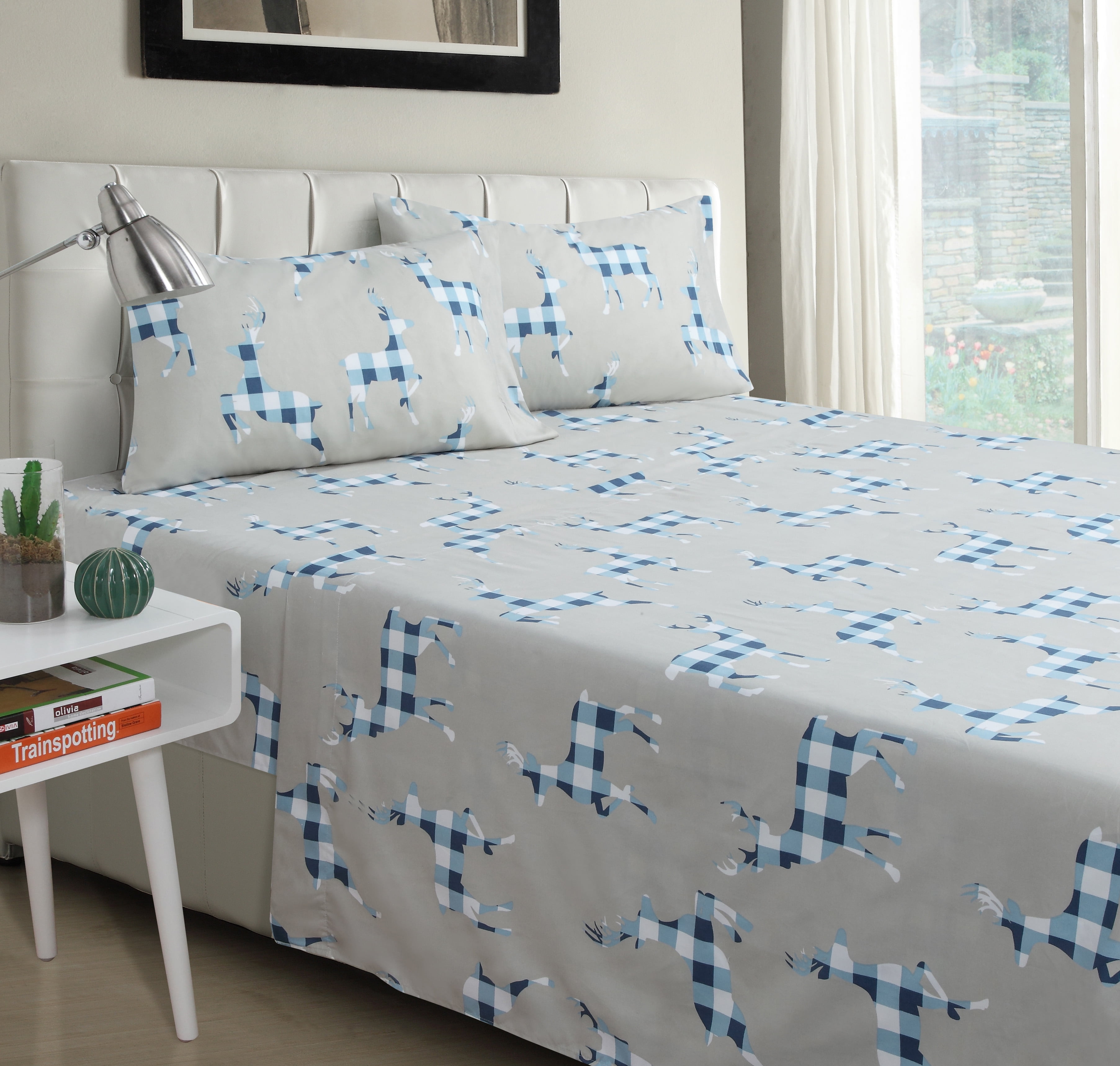 Claus 4-piece Sheet Set Blue/Grey Queen