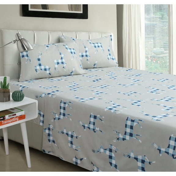 Claus 4-piece Sheet Set Blue/Grey Queen