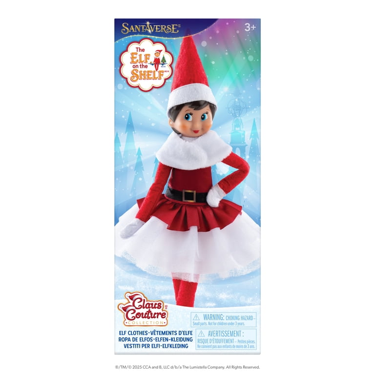 elf on the shelf party dress The Elf on the Shelf Claus Couture Fancy Santa Party Dress – Scout Elf  Outfit (Scout Elf Not Included)