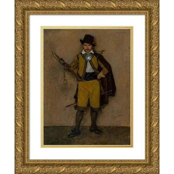 Claus Meyer 19x24 Gold Ornate Framed and Double Matted Museum Art Print Titled - Soldier (1907)