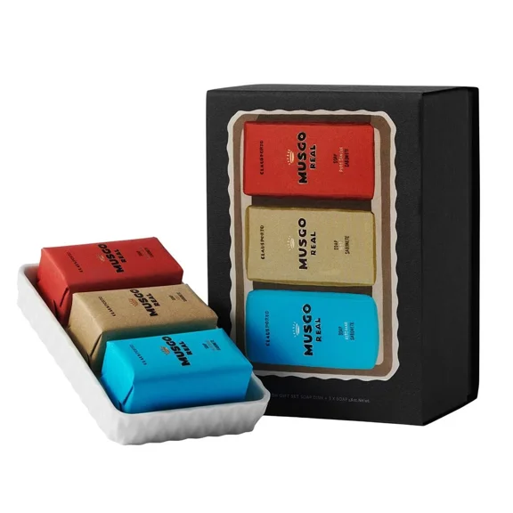 Claus Porto Musgo Real Gift Set Soap Dish 3x50g Alto Mar, Puro Sangue, 1887