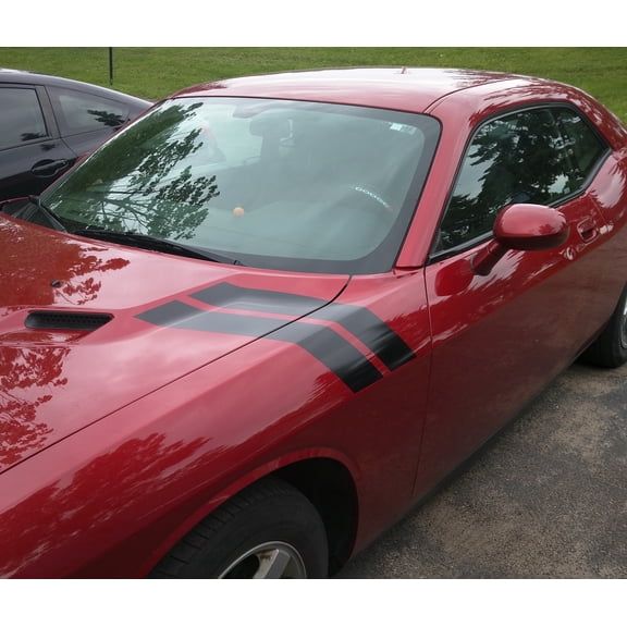 Clausen's World 4" Fender Hood Hash Bars Racing Stripe also Carbon Fiber vinyl - Compatible with Challenger