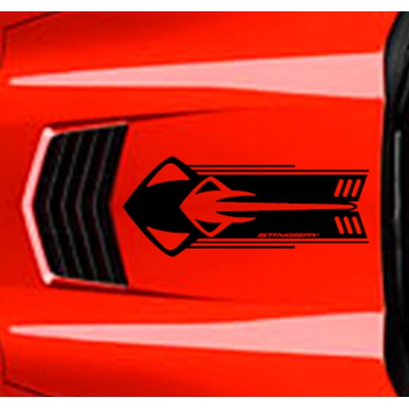 Clausen's World Design STINGRAY Hood Vinyl Decal 3 sizes - Compatible with Corvette C7