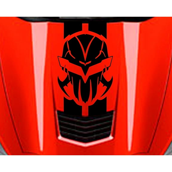 Clausen's World Design VETTATOR SKULL Hood 2 Stripes Vinyl Decal 18" x 31.5- Compatible with Corvette C7