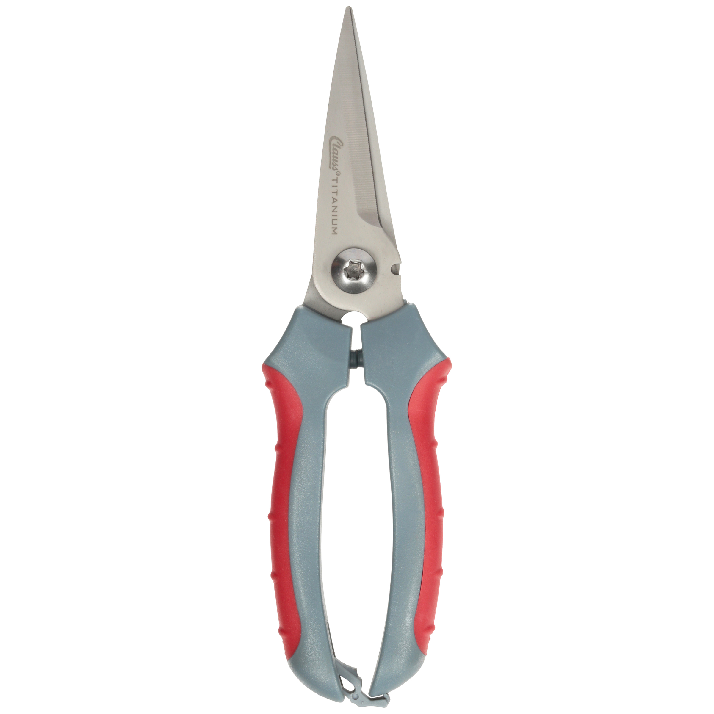 Clauss 8" Titanium Bonded Straight Micro-Serrated Snip, Hand Tool Pliers, Red and Gray - image 1 of 8