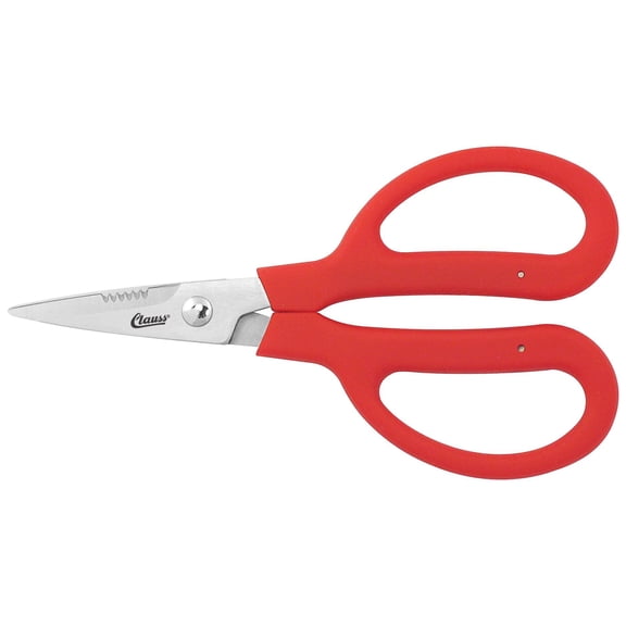 Clauss UltraFlex Handle Trimmers with Partial Serration, Red, 6" Blunt J101