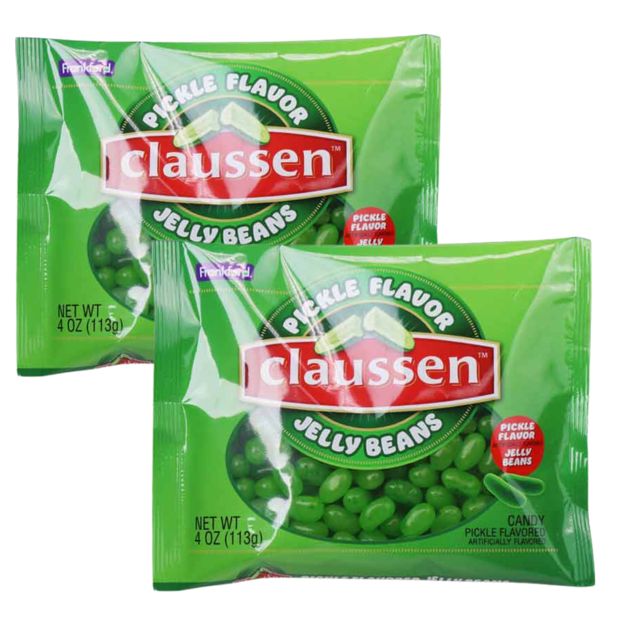 Frankford Claussen Pickle Flavor Jelly Beans, Two 4-Oz Packages