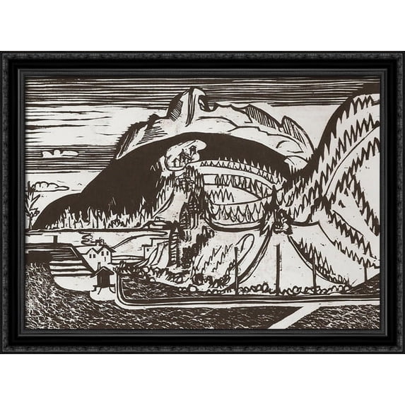 Clavadel Mountain Seen from Frauenkirch 38x28 Large Black Ornate Wood Framed Canvas Art by Ernst Ludwig Kirchner