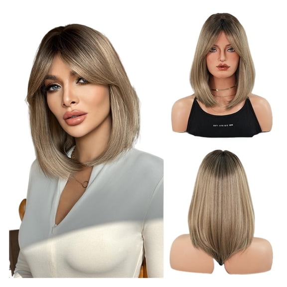 Clavicle Hair Wigs Full Head Cover for Women - Short Natural Gradient Hairstyle, Comfortable & Breathable