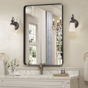 PAIHOME Black Metal Framed Bathroom Mirror for Wall, Vanity Mirror for Modern Decorative