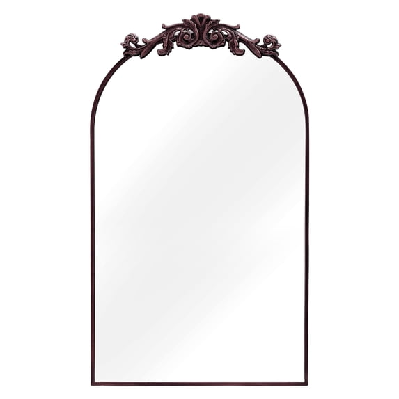Vintage Arched Wall Mirror with Baroque Carving - PAIHOME: Thin Frame for Living Room, Bathroom Decor, 19"×30"