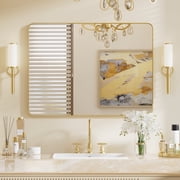 PAIHOME Gold Metal Framed Bathroom Mirror for Wall, 30 x 40 Vanity Mirror for Modern Decorative