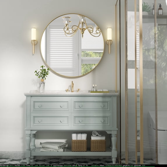 PAIHOME Gold 30 Inch Round Bathroom Mirror, Metal Frame Circle Vanity Mirror for Bedroom, Living Room